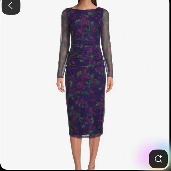 NWT -Vince Camuto - Floral Midi Dress Size 4 - Picture 1 of 12